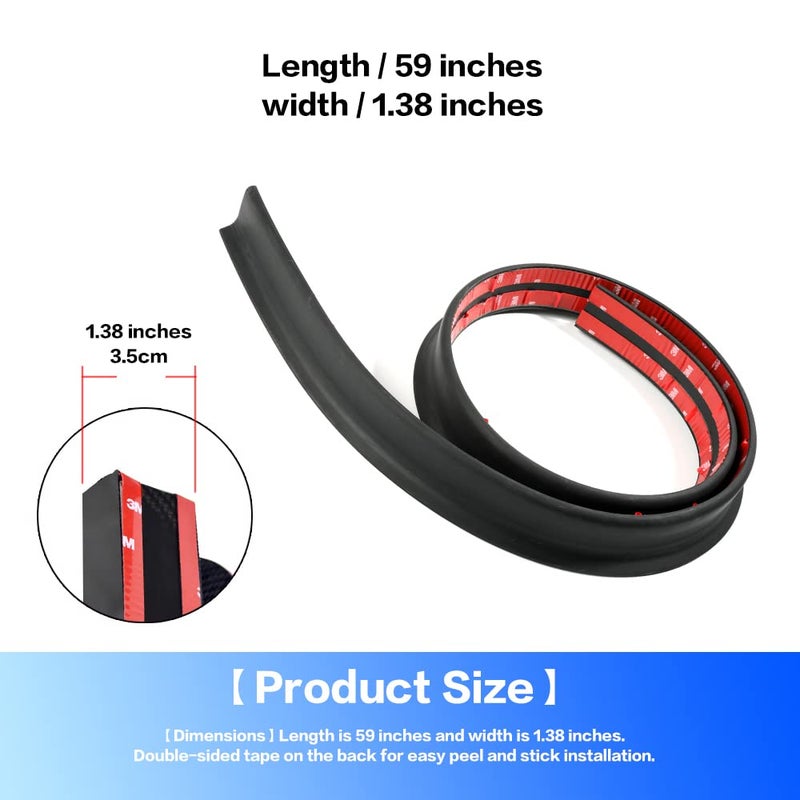 Banseko Car Trunk Spoiler Roof Lip Kit,3D PU Rear Trunk Lip or Roof Spoiler Sticker Bar with Carbon Fiber Pattern,Car Rear Spoiler Exterior Rear Spoiler Kit, Punch-Free Installation(Matte Black) - Image 3
